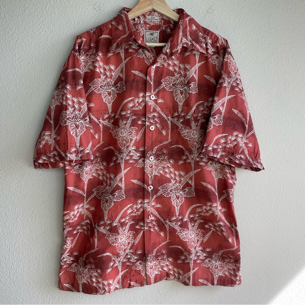 Luau Hawaiian Fine Cotton Lawn Button-down Shirt M